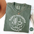 Plants Cats Coffee T-Shirt, Plant Lover Gift, Cat Mom Shirt, Caffeine Addict Tee, Cat Lover Tshirt, Gardening Outfit, Cozy Garden Attire