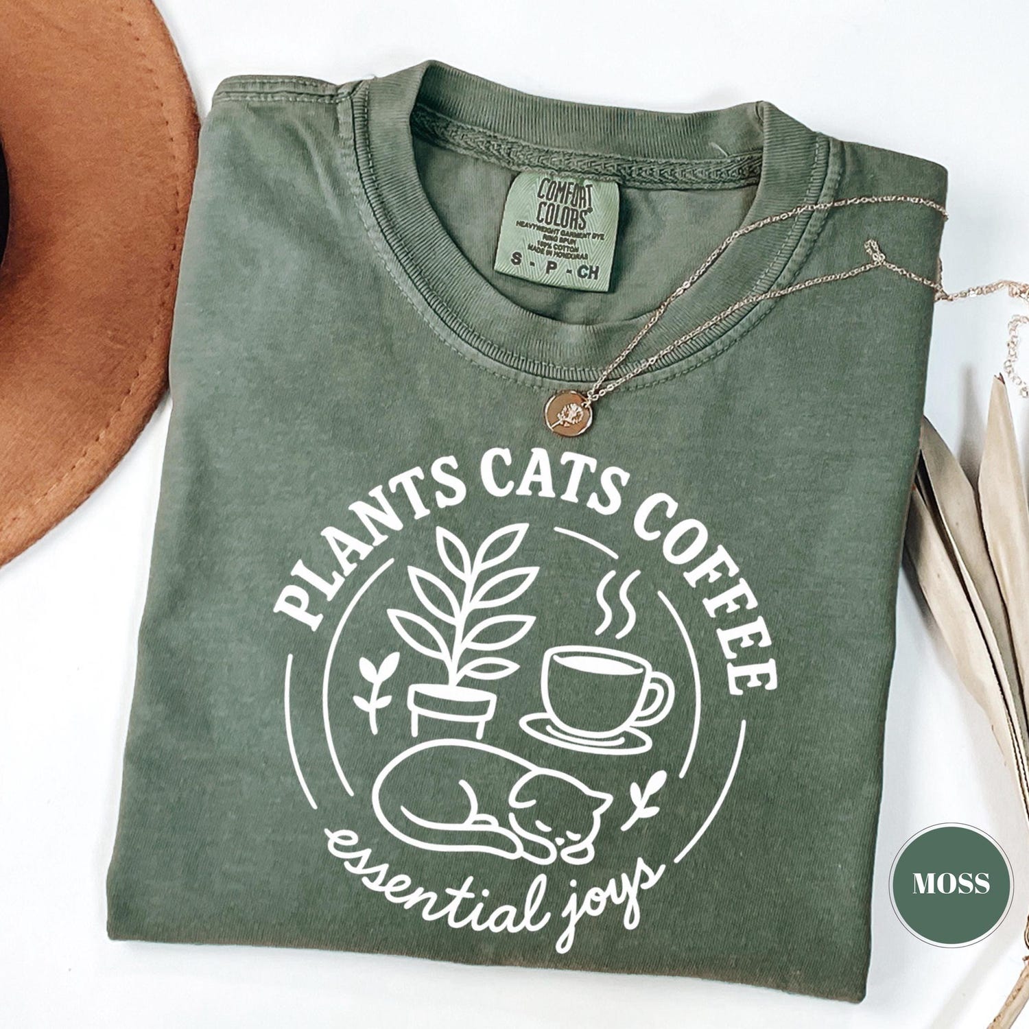 Plants Cats Coffee T-Shirt, Plant Lover Gift, Cat Mom Shirt, Caffeine Addict Tee, Cat Lover Tshirt, Gardening Outfit, Cozy Garden Attire