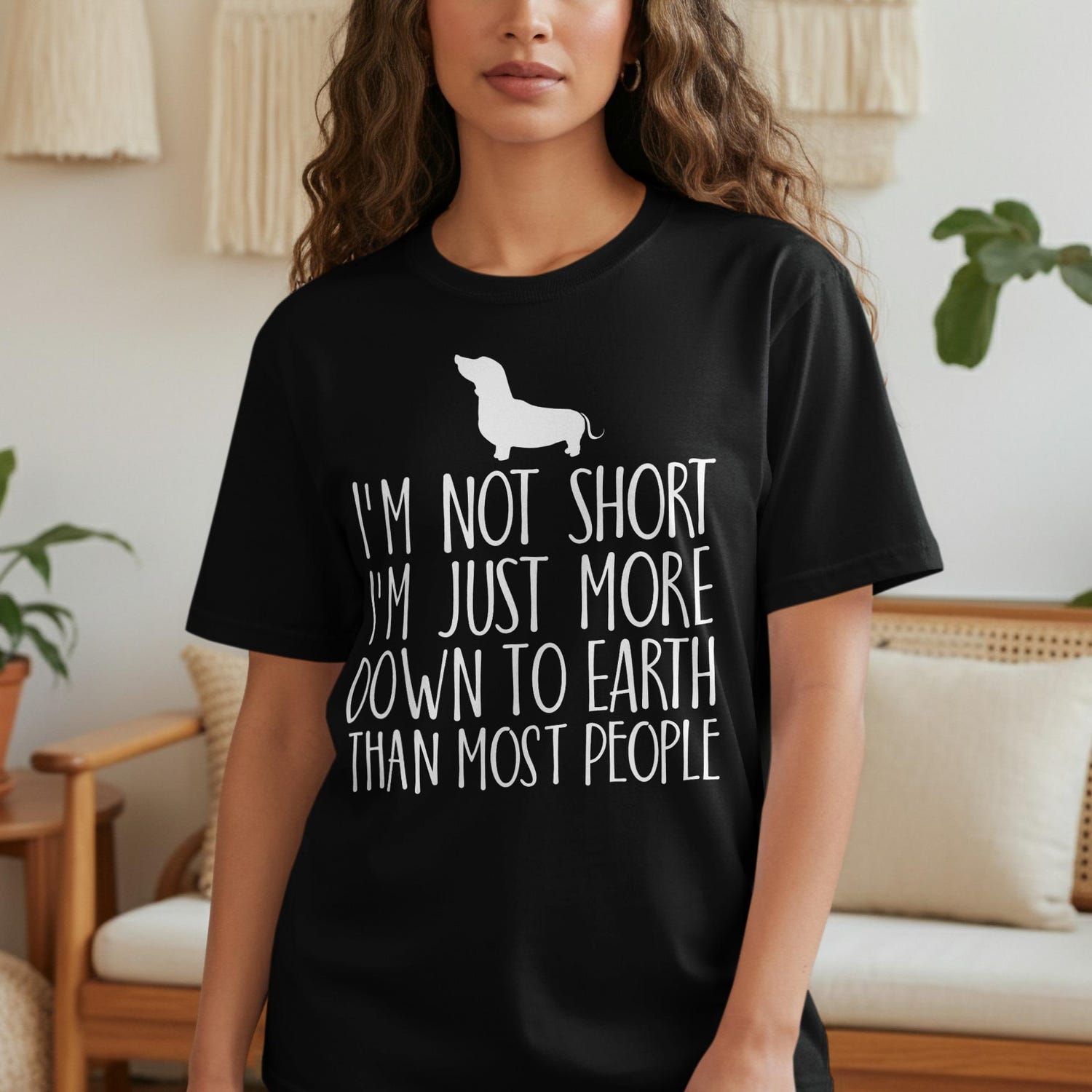 Dachshund T-Shirt, Funny Dog Shirt, I'm Not Short Shirt, Wiener Dog Tee, Down to Earth Shirt, Animal Lover Gift, Dog Mom T-Shirt