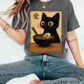 Comfort Colors Tee Cute Black Cat Ramen Shirt Japanese Style Noodles Bowl Cat Lover Gift Ramen Cat T-Shirt Funny Foodie Gift Cat Graphic Tee
