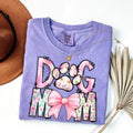 Comfort Colors Dog Mom Shirt with Floral Paw and Bow âCute Pet Lover Gift for Women âAesthetic Puppy Mom Tee ,Spring Pastel Dog Mama T-Shirt