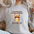 I Work Hard For My Cat T-Shirt | Funny Cat Lover Graphic Tee | Pet Owner Gift