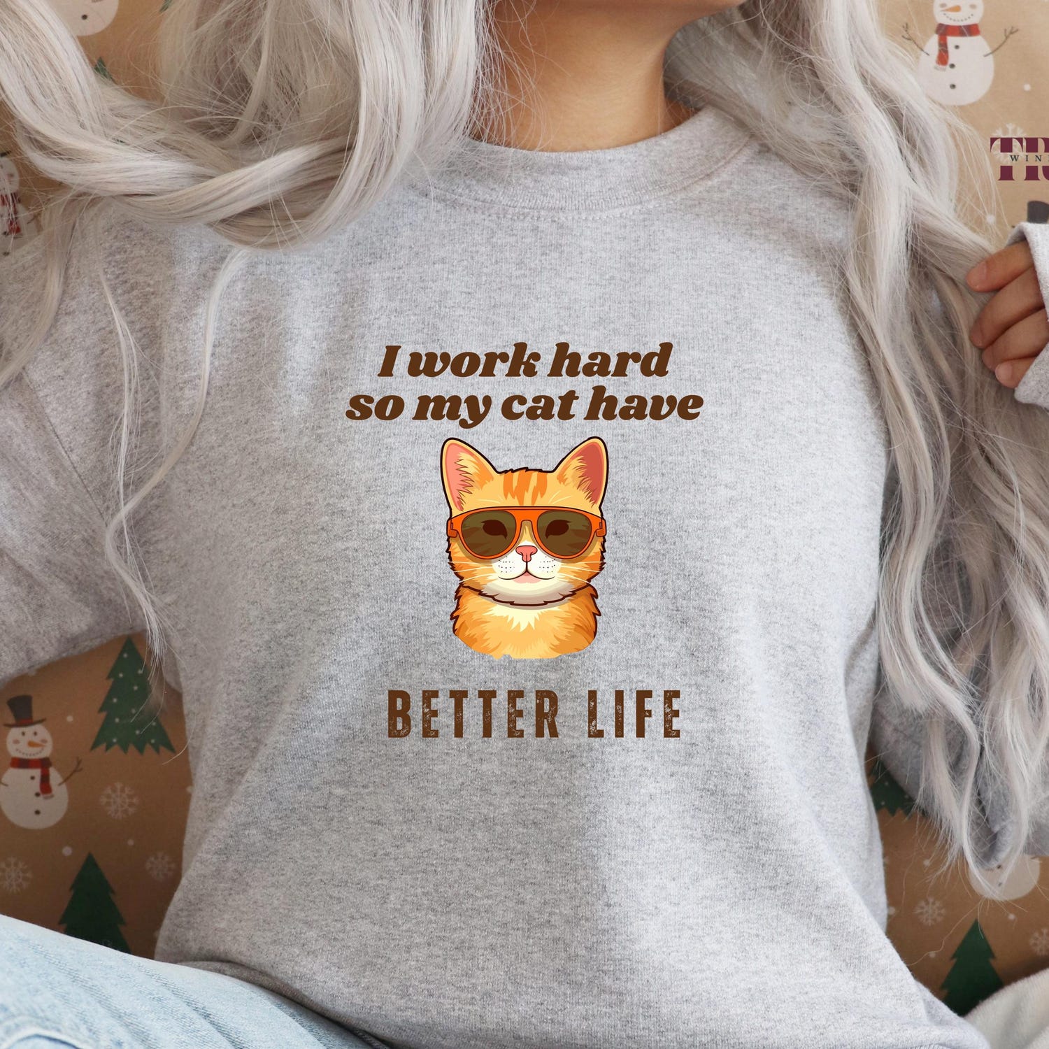 I Work Hard For My Cat T-Shirt | Funny Cat Lover Graphic Tee | Pet Owner Gift