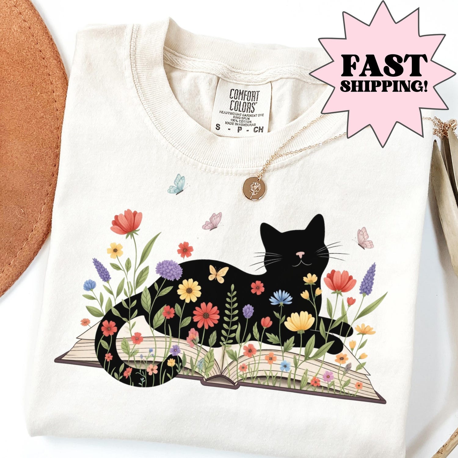Comfort Colors Cat Shirt, Floral Cat Shirt, Reading Shirt, Cat Lover T-shirt, Cat Book Shirt, Cat Lover Shirt, Booktrovert Shirt, Cat Tee