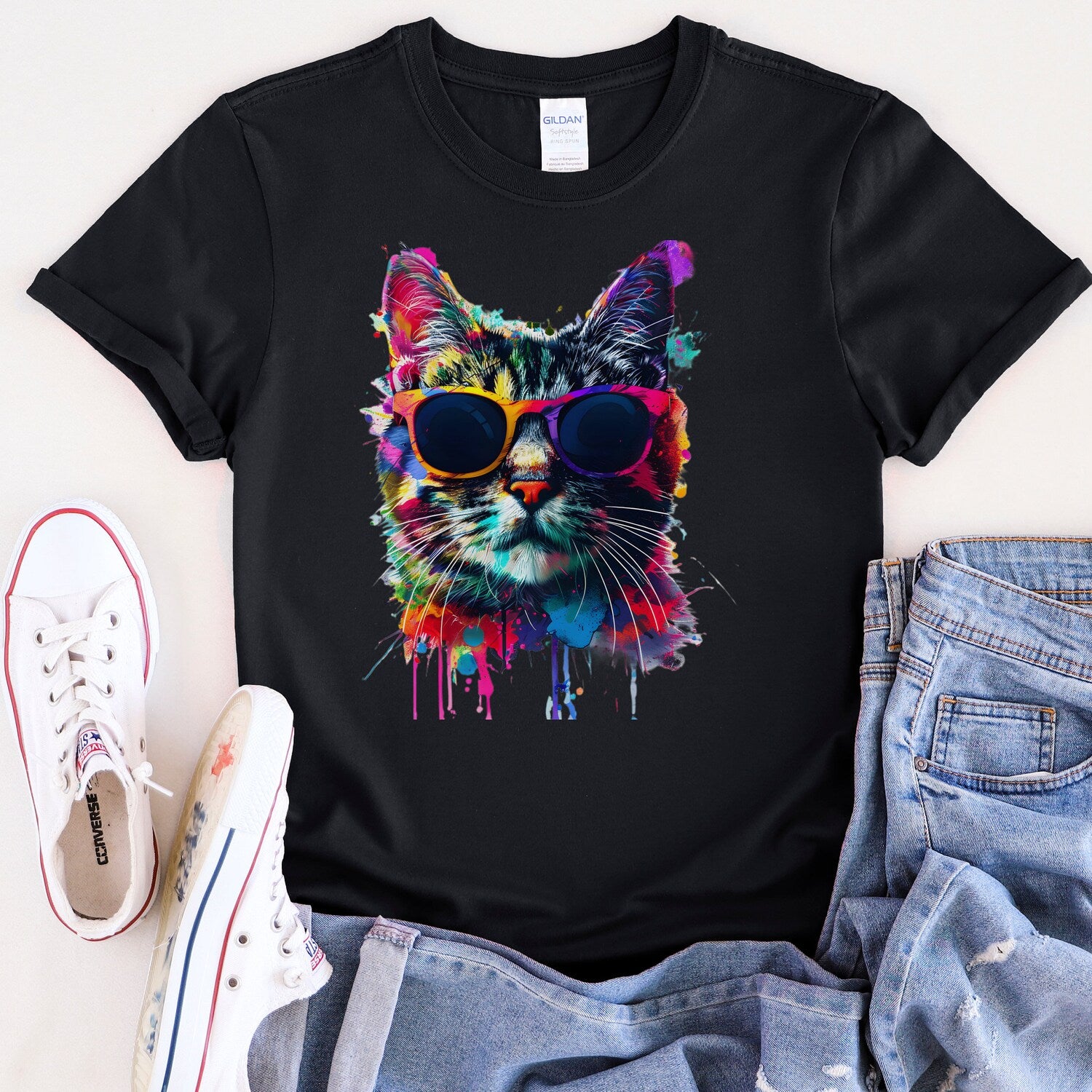Cat with Sunglasses Unisex T-shirt, Cat Tee, Animal Lover Gift Shirt, Funny Graphic Tee, Cool Cat Shirt
