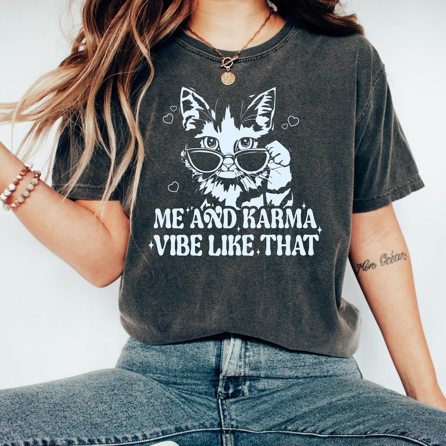 Karma Cat Shirt Funny Kitten Lover Graphic Tee Gift