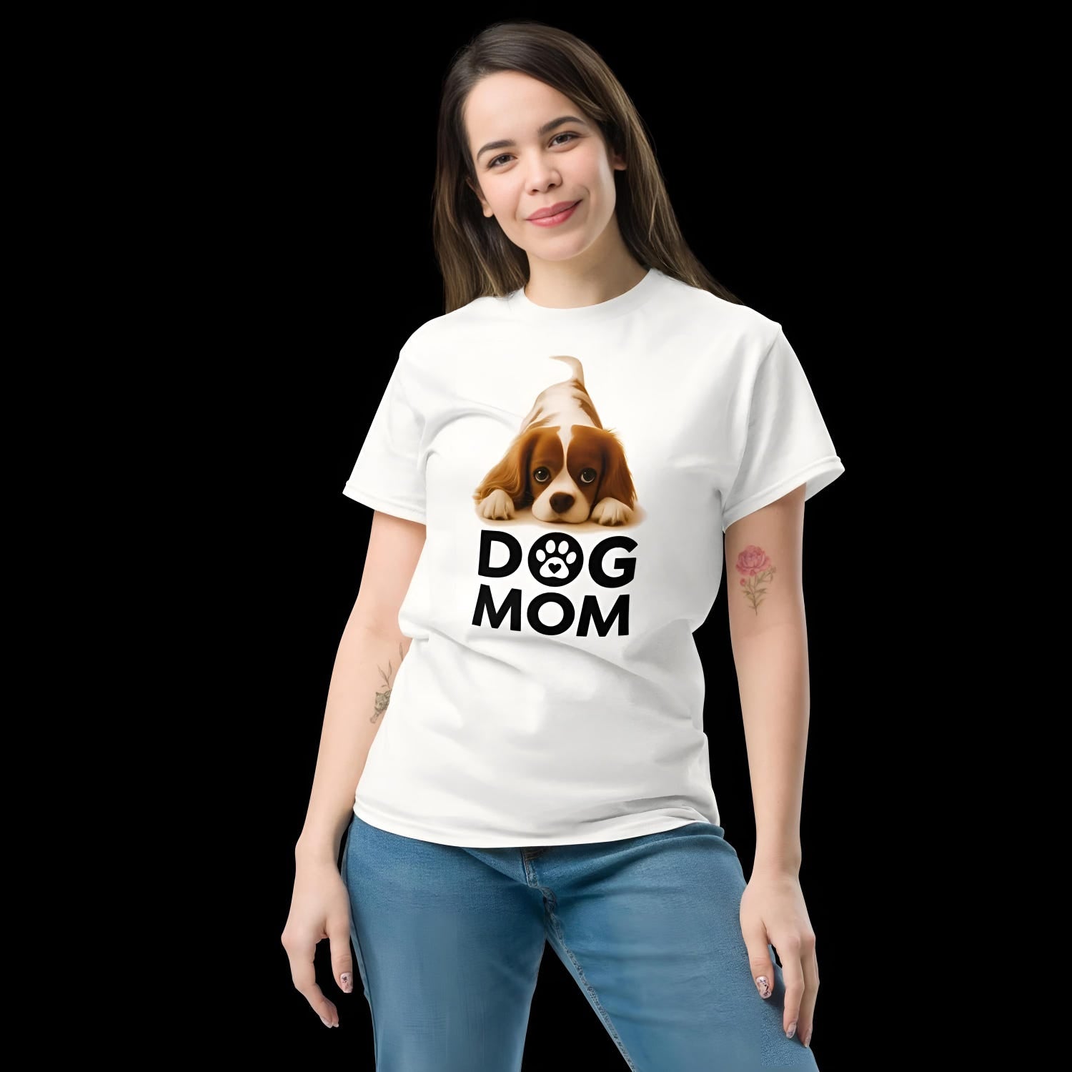 Gift for Her + Dog Mom T-Shirt with Cute Puppy Graphic