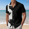 Black Cat Button Shirt - Funny Men's Cat Lover Button Up Shirt for Pet Lovers