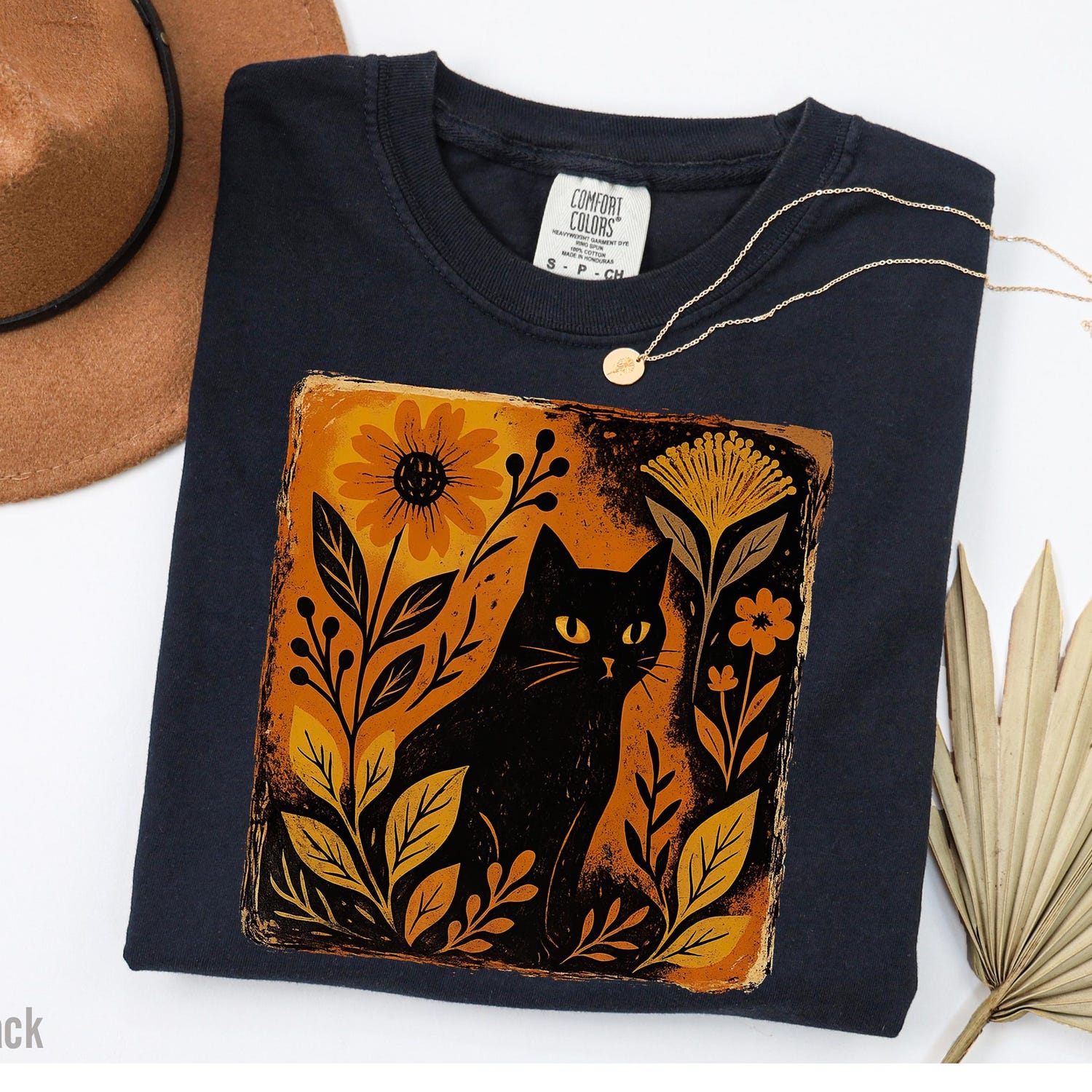 Comfort Colors Halloween Black Cat Shirt Cute Womens Fall Spooky