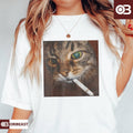 Funny Smoking Cat Gen Z Meme Kitty T-Shirt Cool Cat Shirt