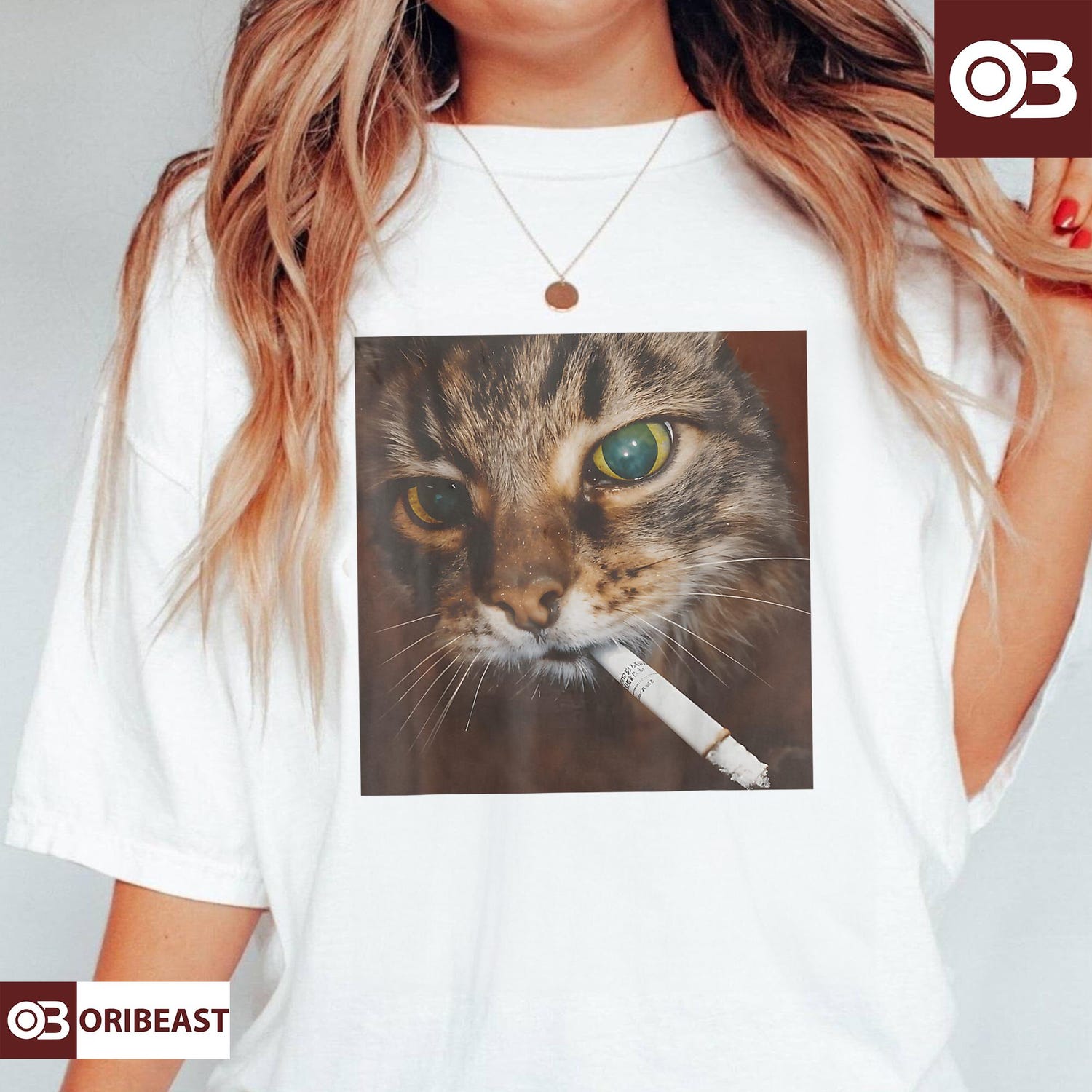 Funny Smoking Cat Gen Z Meme Kitty T-Shirt Cool Cat Shirt