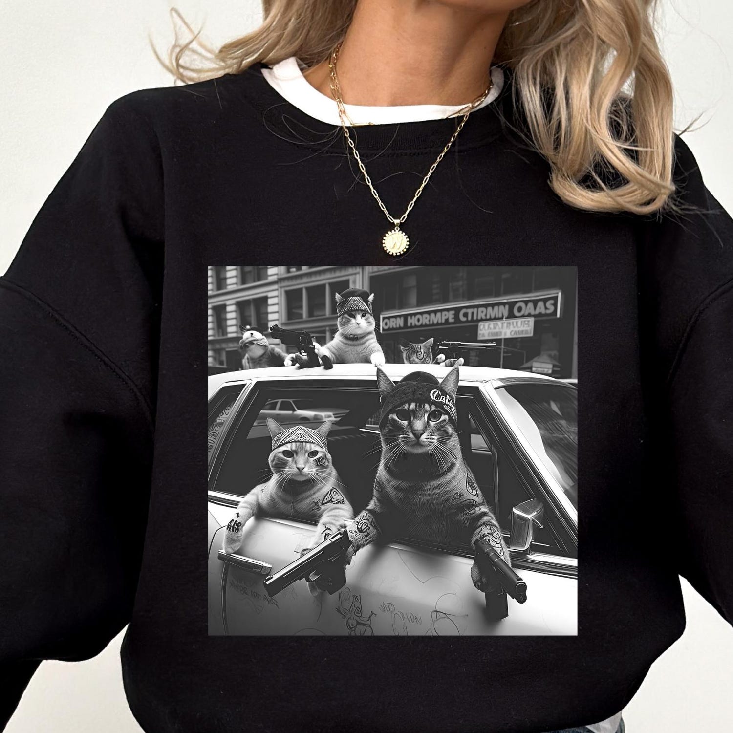 Funny Cat Gang, Vintage Meme Tee,Cat Gang Sweatshirt, Meme Shirt, Funny Graphic Shirt
