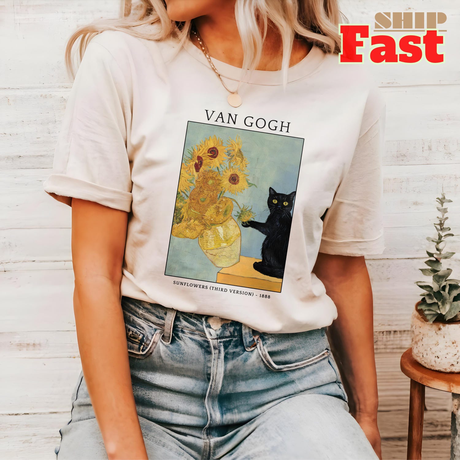 Comfort Colors Van Gogh Cat Shirt Funny Art Kitty Lover Gift