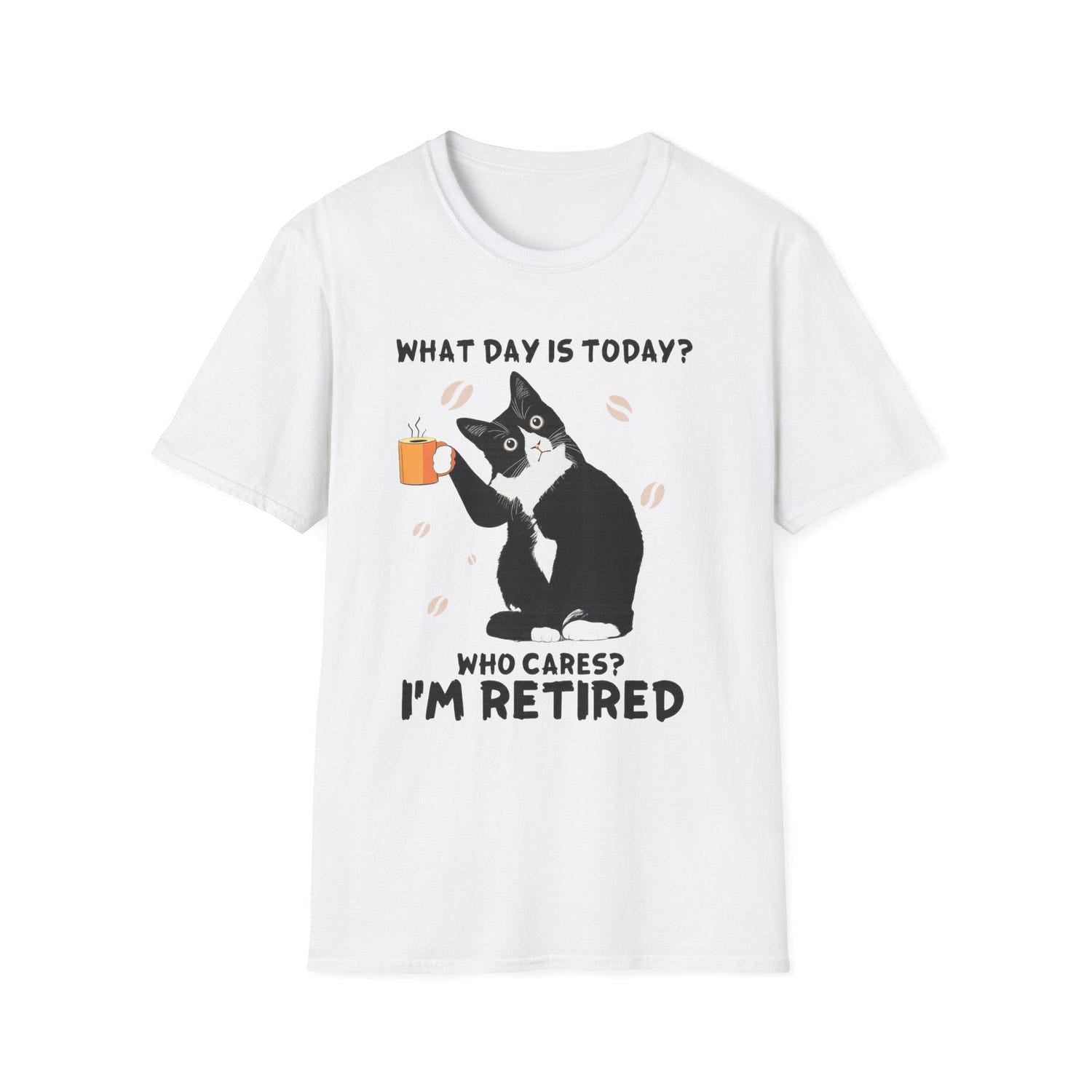 Retired Cat & Coffee Shirt | Funny Tuxedo Cat Lover Tee