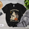 Halloween Tuxedo Cat Shirt - Funny Ghost Cat Graphic Tee, Spooky Pet Lover Gift