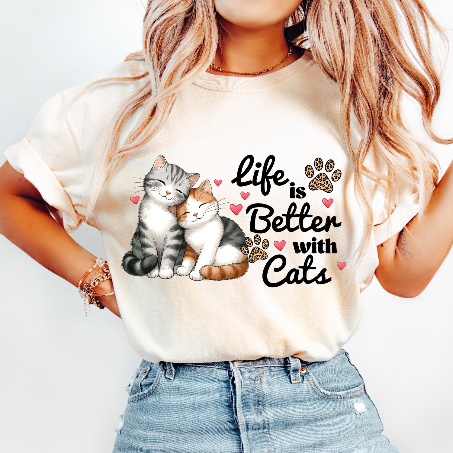 Life Is Better With Cats Comfort Colors Shirt, Cute Cat Mom Gift Tee, Cozy Feline Lover Apparel