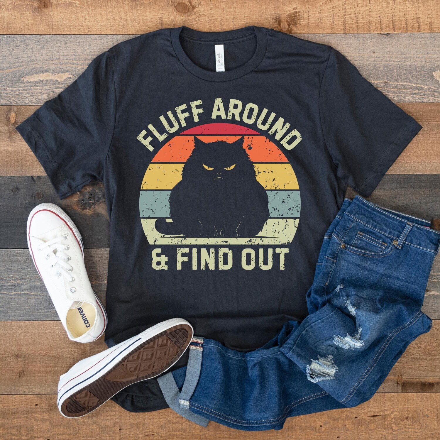 Vintage Cat Lover T-Shirt | Fluff Around & Find Out | Fun Gift for Cat Owners, Pet Lovers, Funny Cat Shirt, Cat Mom Shirt, Cat Dad Shirt
