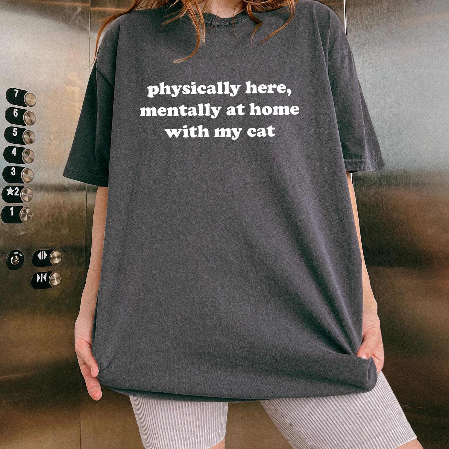 Comfort Physically Here Mentally At Home With My Cat Shirt, Cat Mom T-Shirt, Cat Lover Shirt, Pet Lover Shirt, Cat Owner Gift