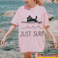 Funny Surfing Cat T-Shirt - Beach Lover Gift for Cat Lovers, Summer Graphic Tee