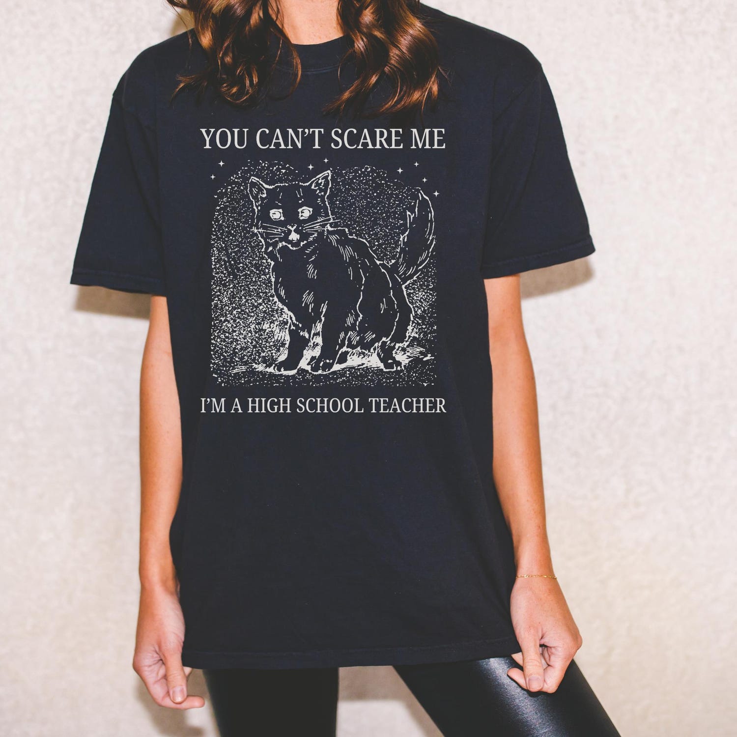 High School Teacher Halloween Cat Tee | Funny Cat Lover Shirt | Teacher Cat Mom Gift