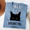 Judging You Silently Black Cat T-Shirt | Funny Comfort Colors Tee | Sarcastic Gift