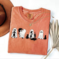 Comfort ColorsÂ® Halloween Black Cat Ghost Shirt, Halloween Ghost Tshirt, Spooky Season Cat Tee, Halloween Cute Women Outfit, Halloween Gift