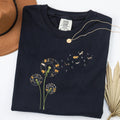 Comfort ColorsÂ® Fly Dandelion Cats Shirt | Flying Flower Cat Tee | Summer Gift