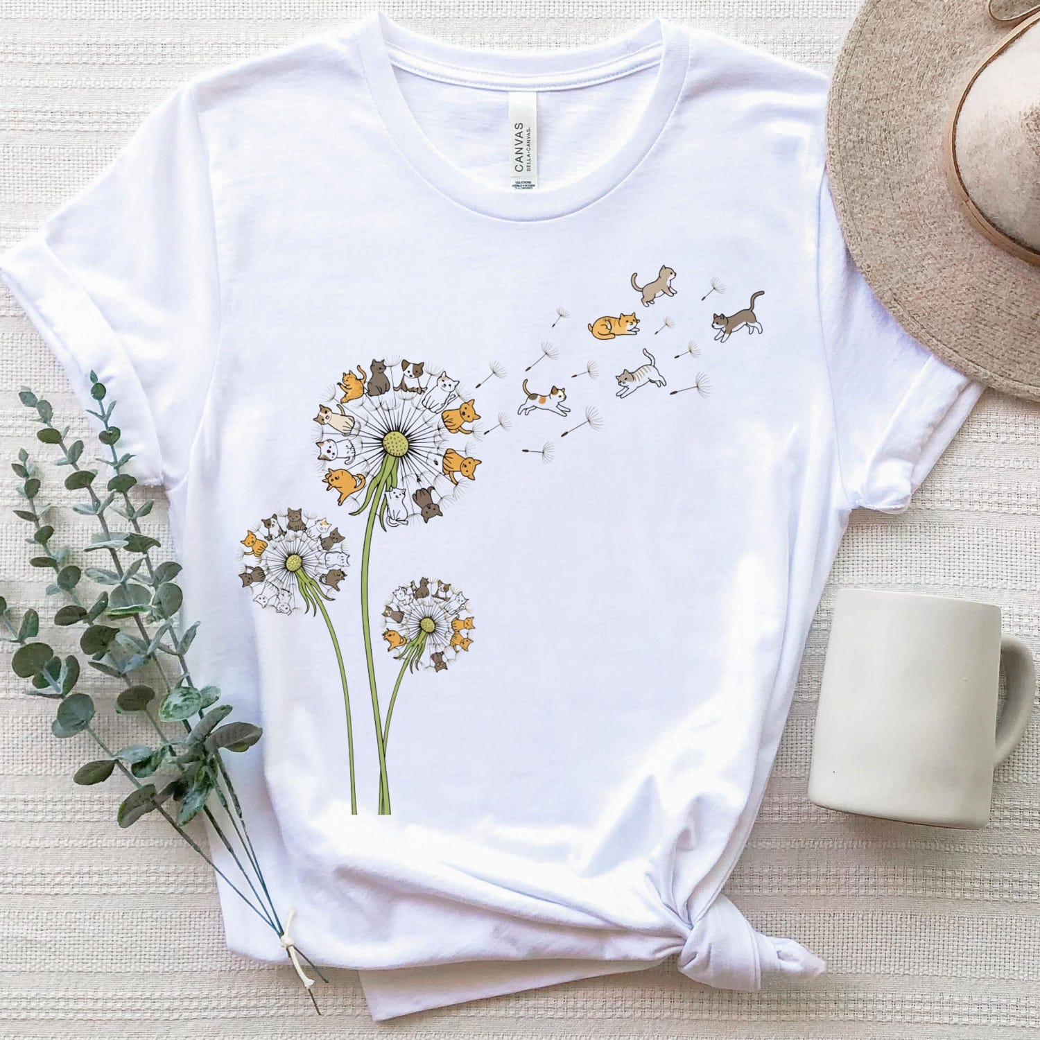 Fly Dandelion Cats T-Shirt, Dandelion And Cats Shirt, Cat Lover Tee, Flying Cats Flower Shirt, Summer Funny Cats Hoodie, Cool Cats Tee