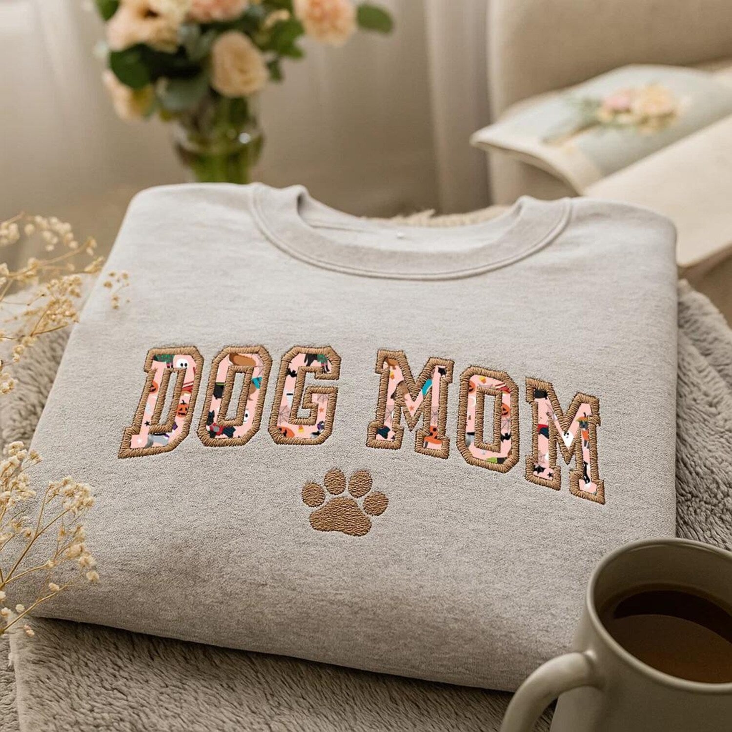 Personalized Dog Mom Sweatshirt, Custom Dog Mama Shirt, Dog Mom Life Crewneck, Mothers Day Gift For Dog Mom, Floral Dog Lover Gift
