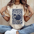 Babushka Cat T-Shirt: Vintage Linocut Style, Tabby Cat Lover Gift
