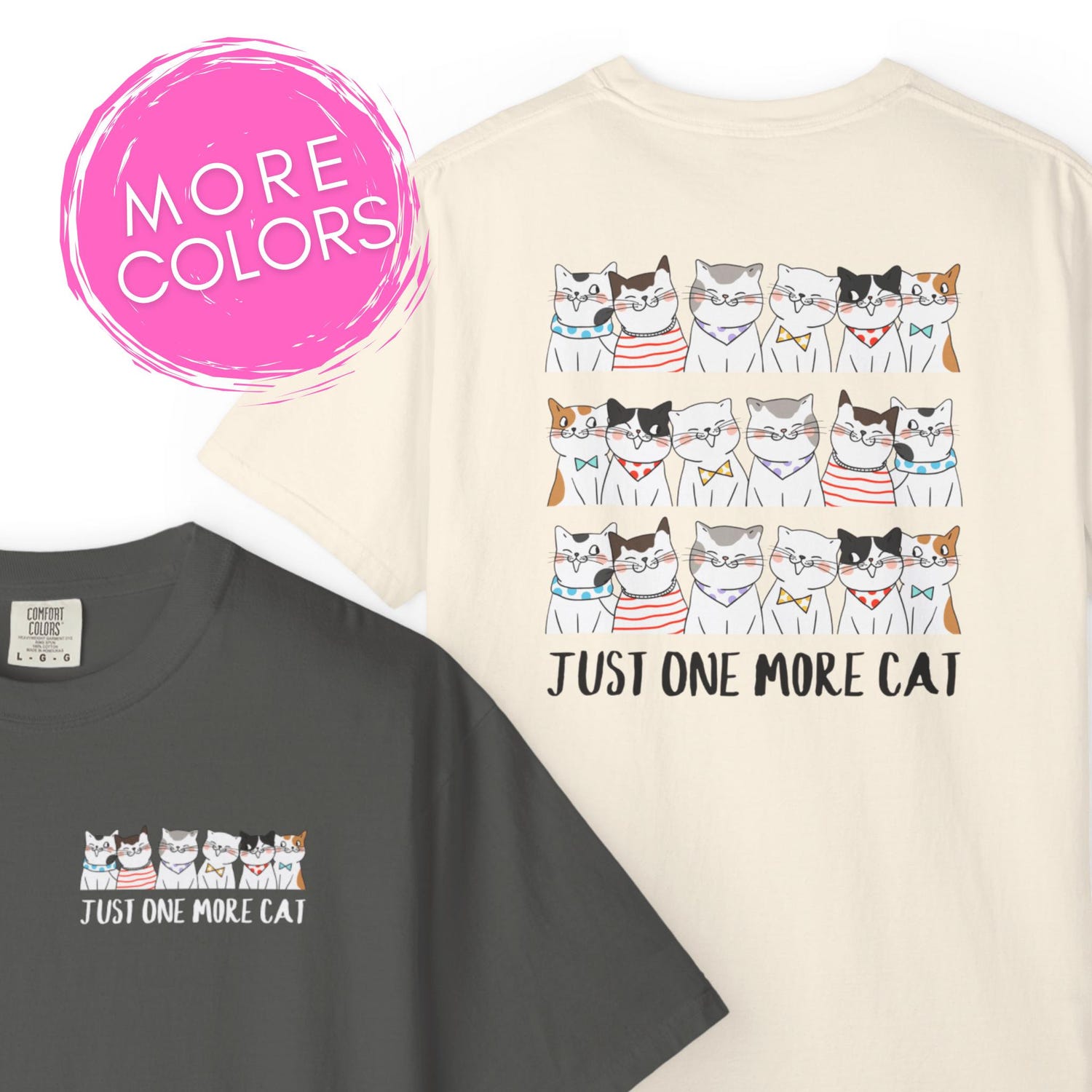 Cat Mom T-Shirts for Women, Funny Cat Dad Shirt, Just One More Cat Lover Gift Tee