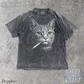 Funny Smoking Cat Meme Shirt Viral Internet Comfort Colors Gen Z
