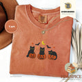 Black Cats and Pumpkins Tee, Embroidered Halloween Shirt, Cute Spooky T-Shirt, Comfort Colors 1717, Boo Basket Gift, Cozy Fall Tee, Autumn