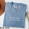 My Cat Said You're A Hoe Shirt, Comfort ColorsÂ® Funny Cat Lover Shirt, Cat Owner Gag Gift, Sarcastic Cat Mom Gift, Cat Person Gift