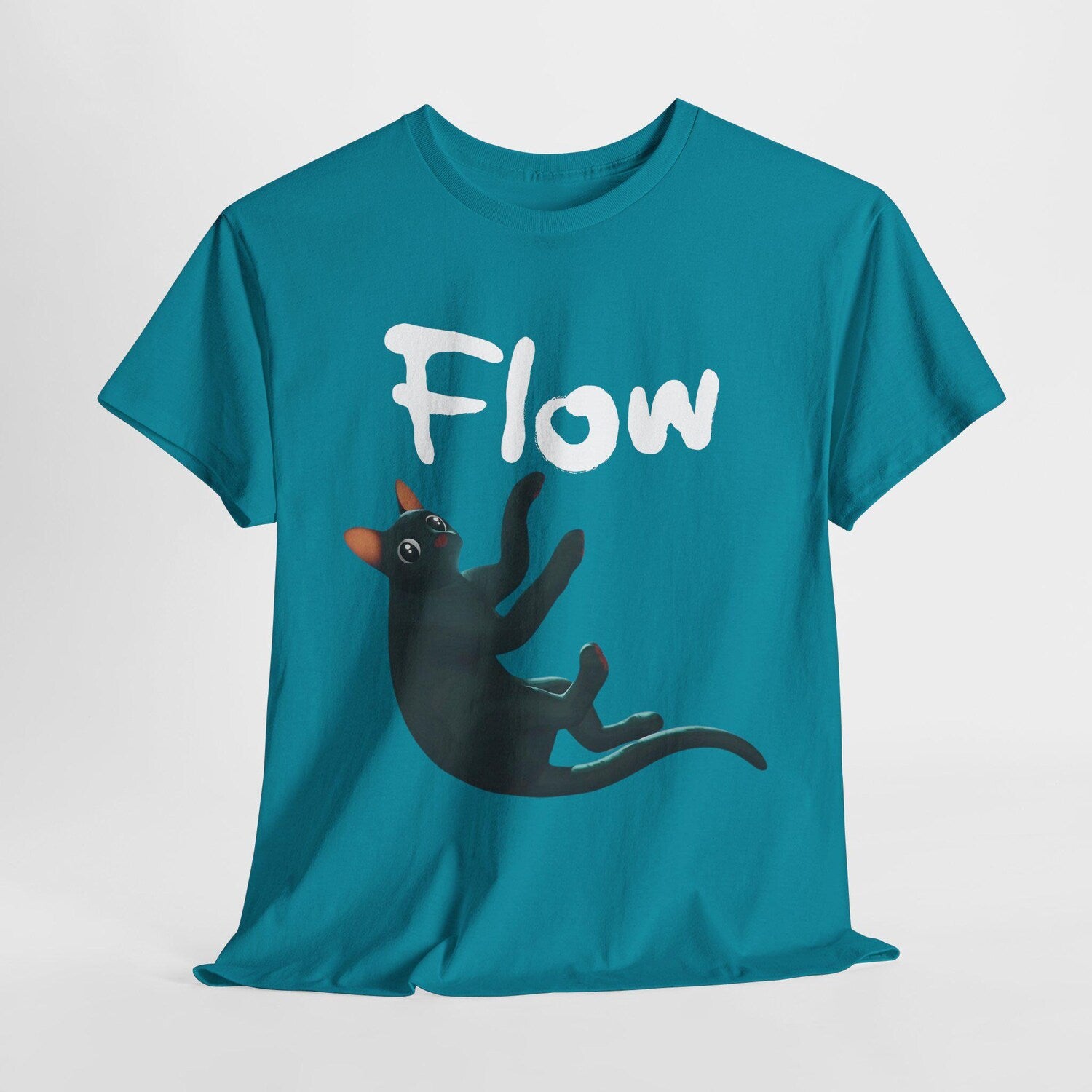 Flow Movie Cat T-Shirt: Heavyweight Cotton Tee for Animation Fans