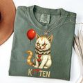 Halloween Cat Comfort Colors Shirt | Horror Kitten Tshirt | Scary Movie Cat Graphic
