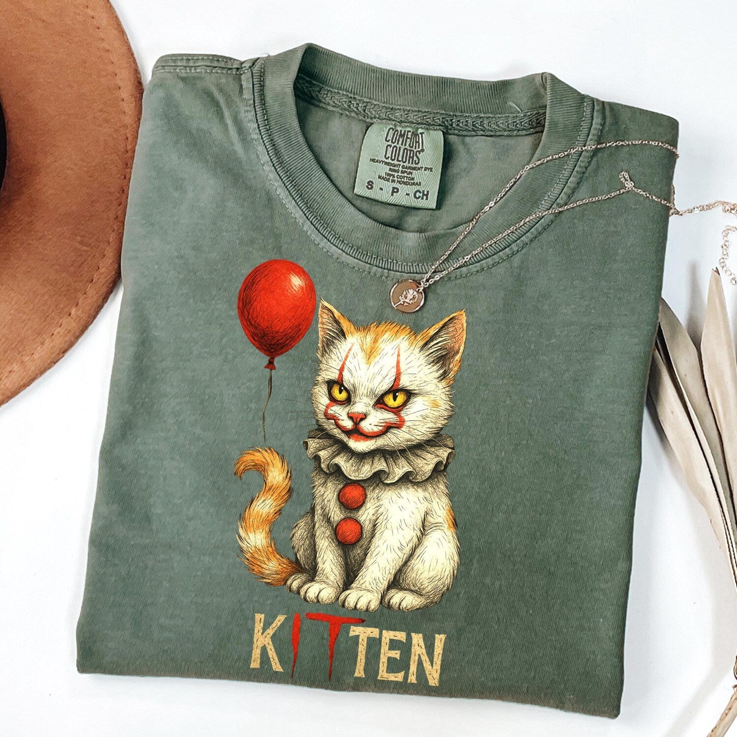 Halloween Cat Comfort Colors Shirt | Horror Kitten Tshirt | Scary Movie Cat Graphic
