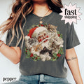Santa Claus Kittens Christmas Shirt Comfort Colors Retro 90s