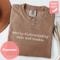 Cats & Books Shirt - Comfort Colors Book Lover Tee, Gift for Cat Lovers