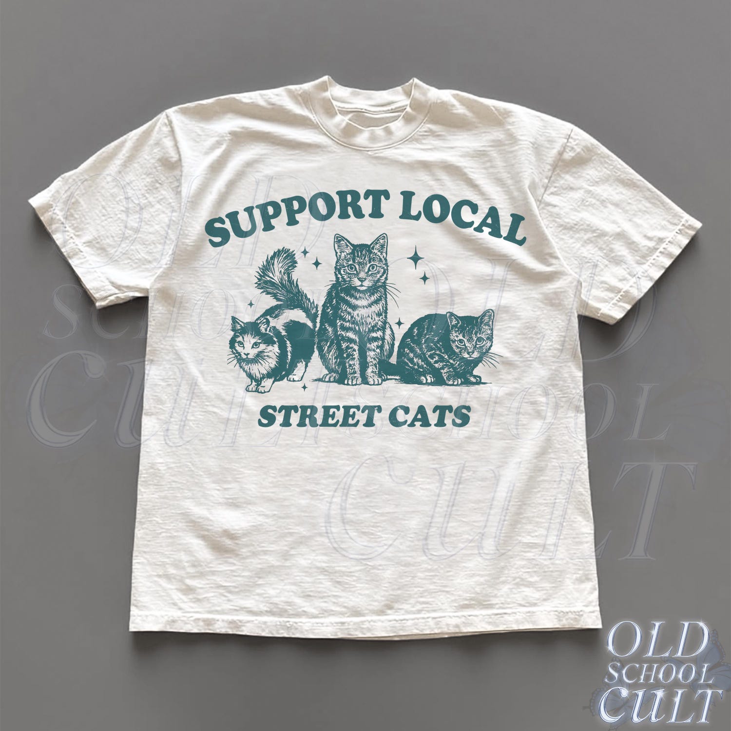 Support Local Street Cats Vintage 90s Style T-shirt, Retro Kitten Cute Top, Cat Lovers Gift, Cat Meme Shirt Unisex Tee, Funny Weird Shirt