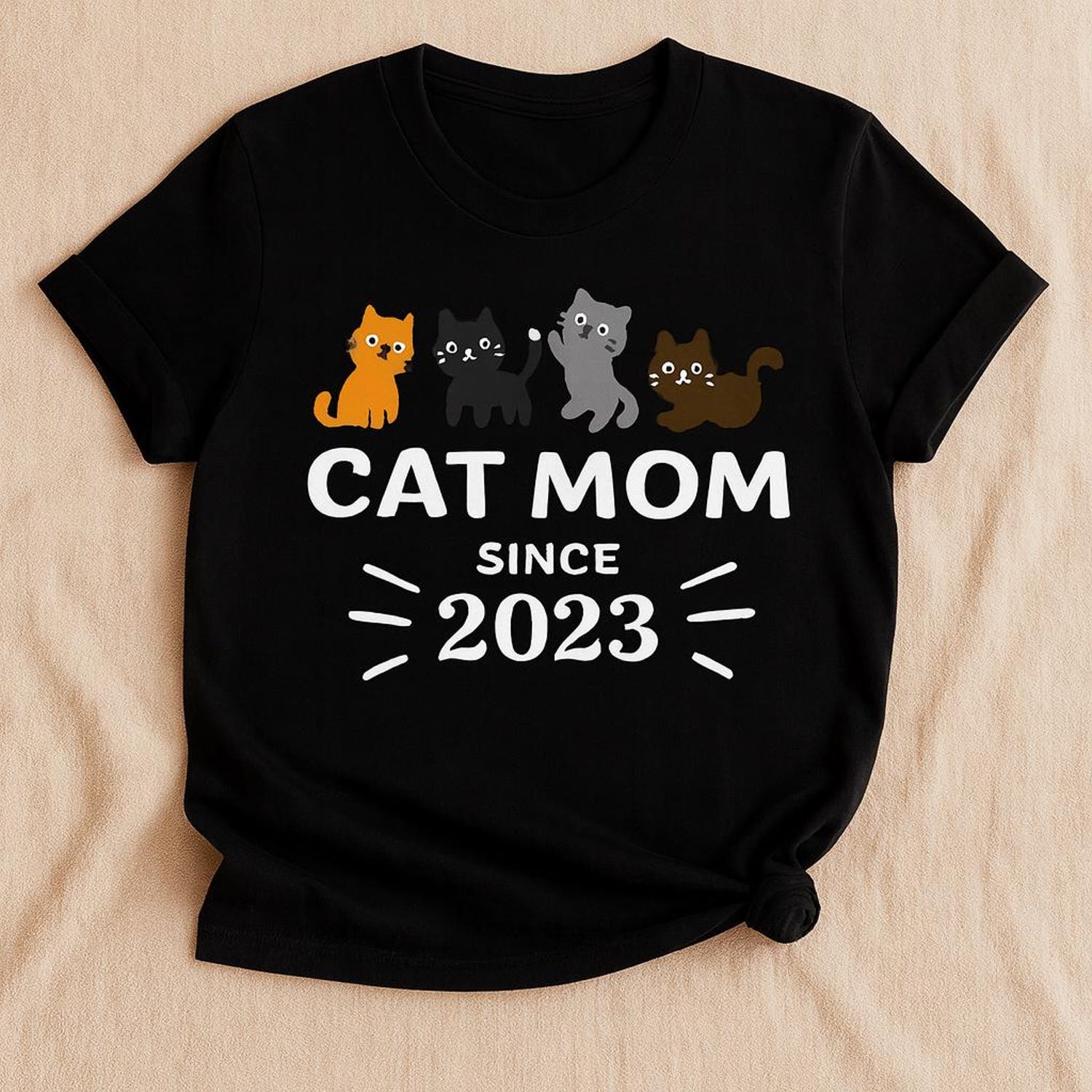 Cat Mom Softstyle T-Shirt, Custom Year, Cute Cat Lover Gift, Unisex Tee, Cat Lady Shirt