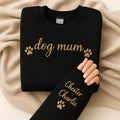 Personalised Embroidered Dog Mum Sweatshirt, Custom Pet Name Jumper with Paw Prints Dog Lover Gift for Her â Dog Owner Embroidery Gift