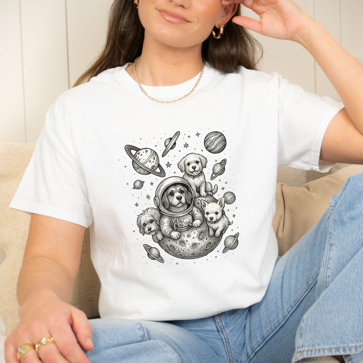 space puppies shirt cute dog lover tee gift for dog moms stargazers space lovers dog girls dog mom t-shirt puppy galaxy shirt