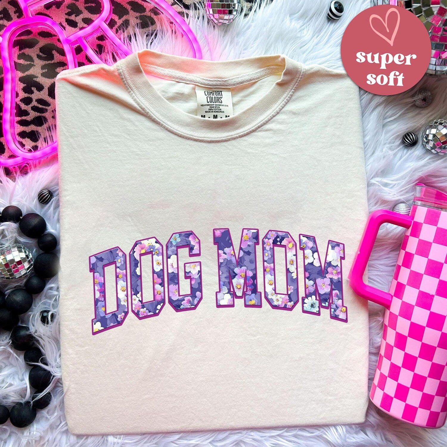 Comfort ColorsÂ® Dog Mom Shirt, Floral Dog Mom Shirt, Dog Lover Shirt, Gift For Dog Moms, New Dog Mom Shirt, Retro Pet Shirt, Fur Mama