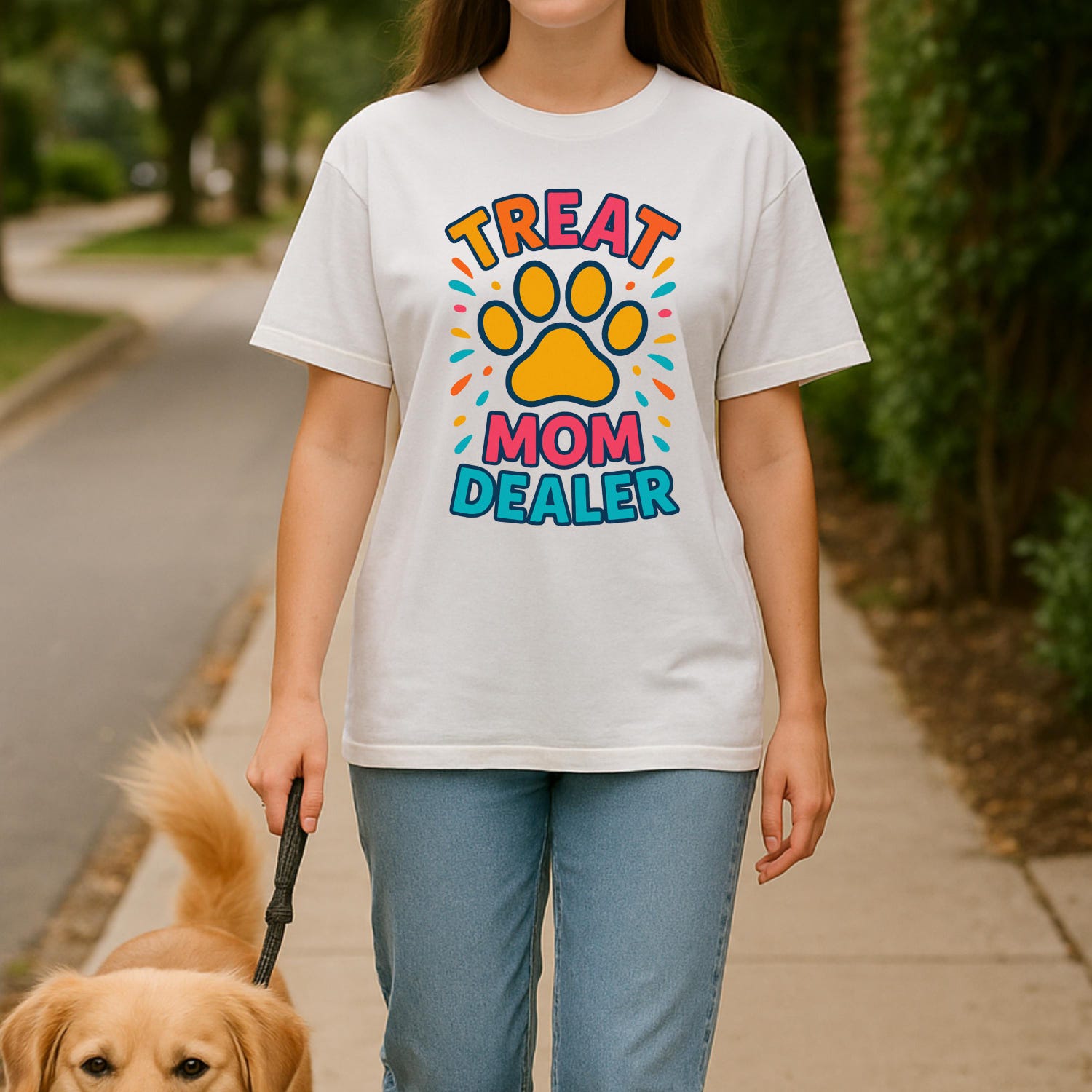 Paw Print Dog Mom T-Shirt: Colorful Comfort Colors Tee