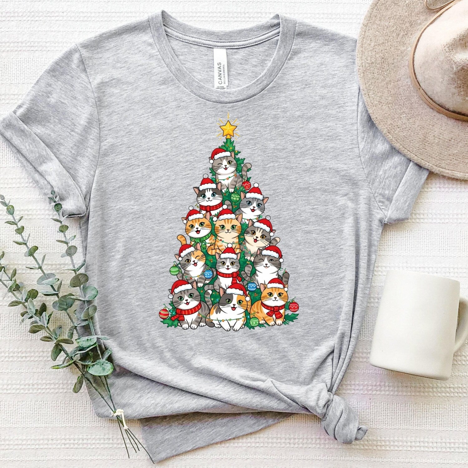 Cat Christmas Tree Shirt | Cute Christmas T-Shirt | Holiday Animal Family Gift