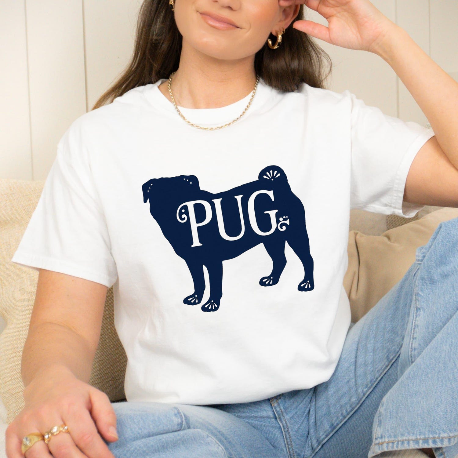 pug silhouette dog shirt cute dog lover tee gift for pug moms pet owners dog girls fur mamas pug puppy shirt dog mom t-shirt