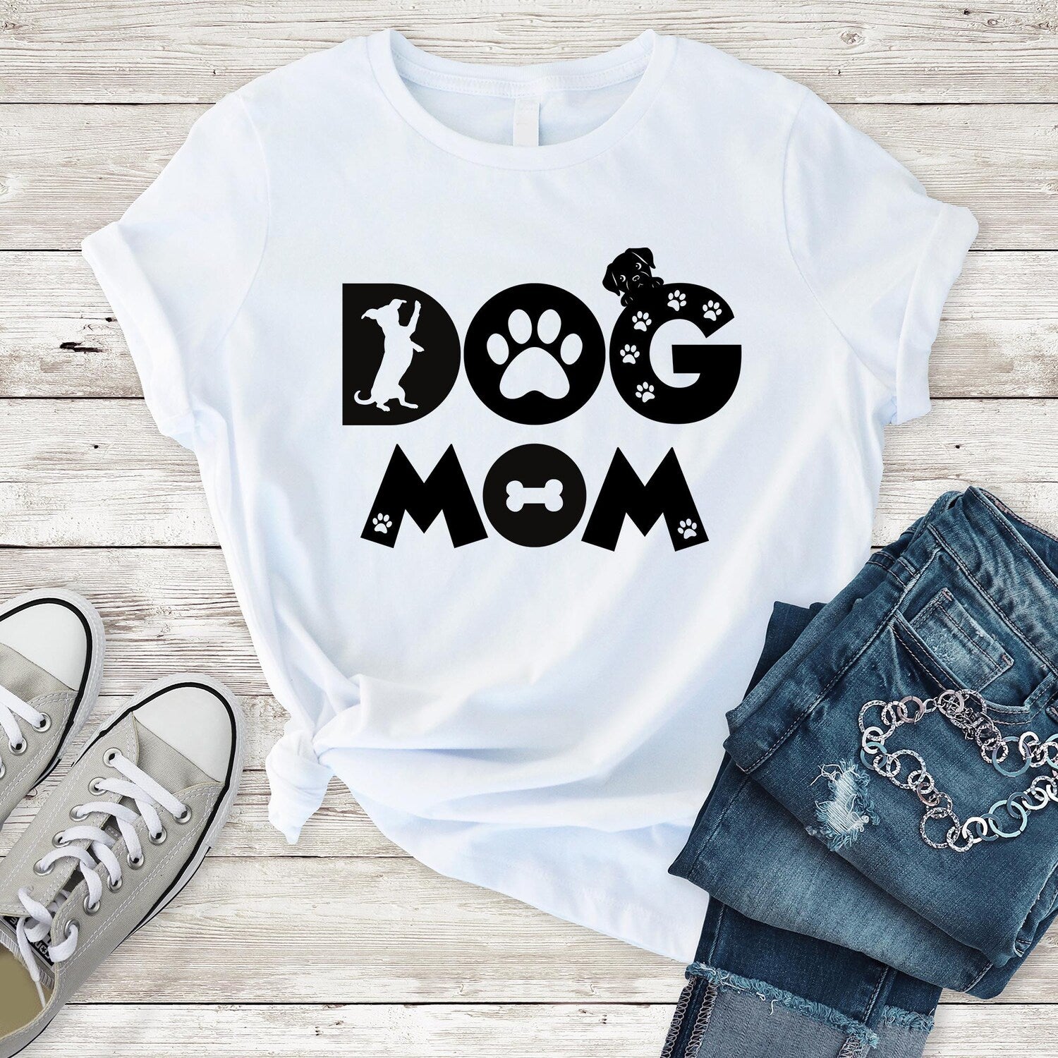 Dog Mom T-shirt, Dog Mom Gift, Dog Paw Print Shirt, Dog Lover, Mother's Day Gift For Mom