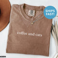 Comfort ColorsÂ®, Coffee and Cats Shirt, Cat Lover Shirt, Coffee Lover Tee, Gifts for Cat Moms, Funny Cat Shirt, Crazy Cat Lady, Sarcastic