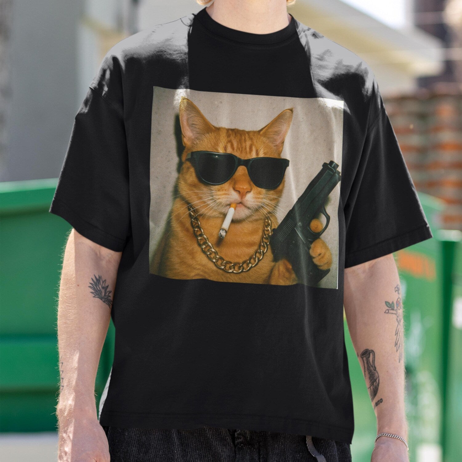 Funny Gangster Cat T-Shirt: Gen Z Retro Meme, Cat Lover Gift